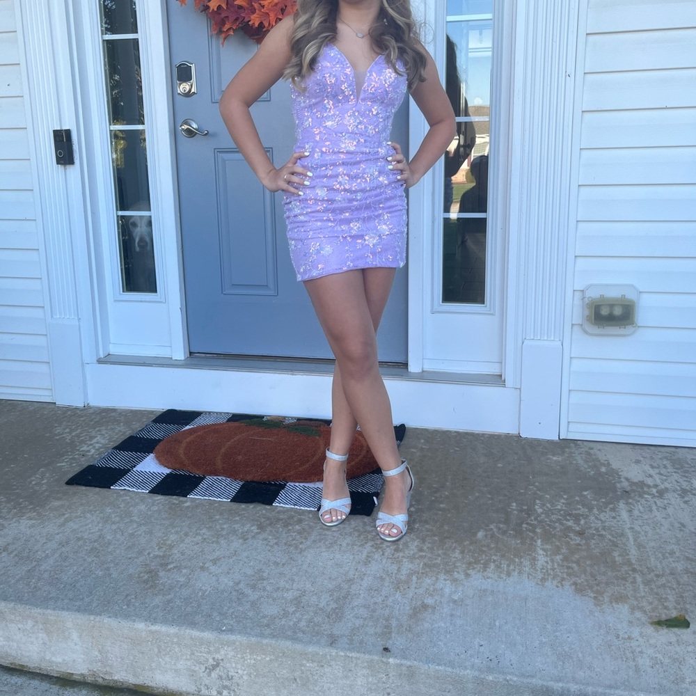 Homecoming Nox Anabel Lavender Sequin Dress